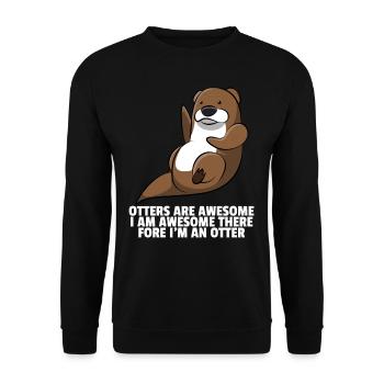 Otter Wassermarder Fischotter Zwergotter Geschenk - Unisex Pullover - Schwarz - Vorne - Alina (178cm) & Michal (187cm)