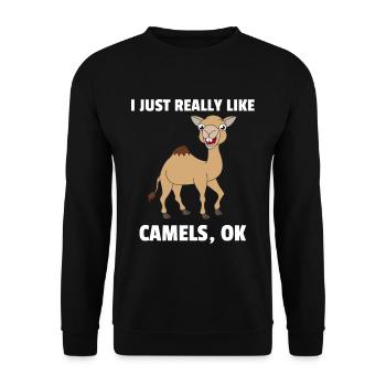 Kamel Kamele Tierliebe Liebhaber Geschenk - Unisex Pullover - Schwarz - Vorne - Alina (178cm) & Michal (187cm)