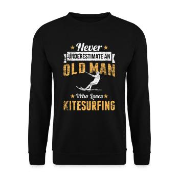 Old man kitesurfing kitesurfer - Unisex Sweatshirt - black - Front - Alina (178cm) & Michal (187cm)