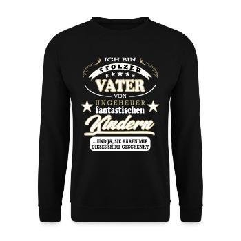 Stolzer Vater Vatertag Geschenk - Unisex Pullover - Schwarz - Vorne - Alina (178cm) & Michal (187cm)
