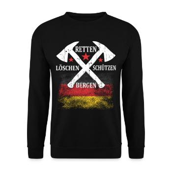 Feuerwehr Löschen Retten Bergen Schützen Geschenk - Unisex Pullover - Schwarz - Vorne - Alina (178cm) & Michal (187cm)