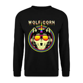 WOLFICORN Wolf Licorne - Sweat-shirt Unisexe - noir - Devant - Alina (178cm) & Michal (187cm)