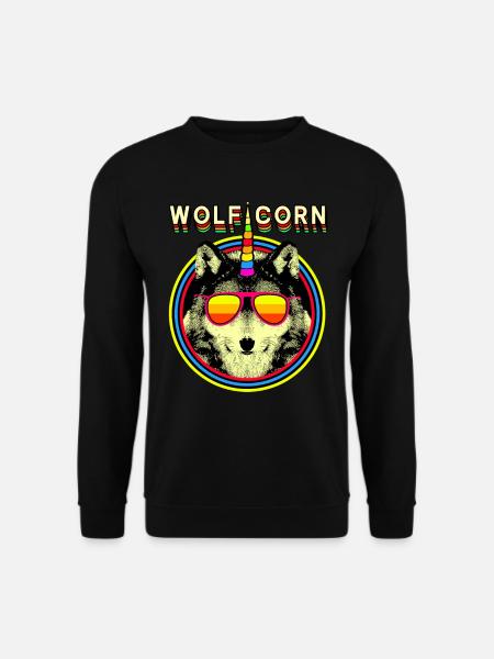 WOLFICORN Wolf Einhorn - Unisex Pullover - Schwarz