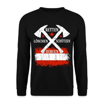 Feuerwehr Löschen Retten Bergen Schützen Geschenk - Unisex Pullover - Schwarz - Vorne - Alina (178cm) & Michal (187cm)