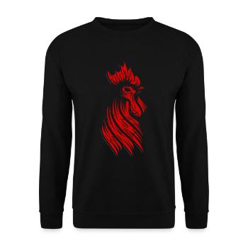 cooles rotes Hühnergeschenk - Unisex Pullover - Schwarz - Vorne - Alina (178cm) & Michal (187cm)