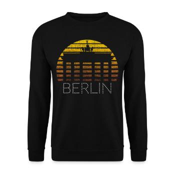 Berliner Skyline Berlin Schriftzug Fan Geschenk - Unisex Pullover - Schwarz - Vorne - Alina (178cm) & Michal (187cm)