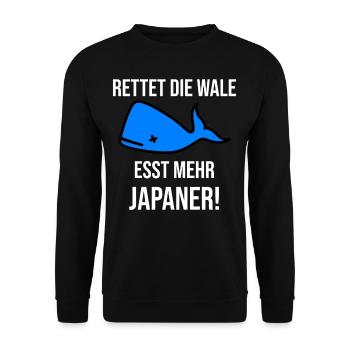 Rettet die Wale. Esst mehr Japaner! - Unisex Pullover - Schwarz - Vorne - Alina (178cm) & Michal (187cm)