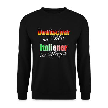 Deutscher im Blut Italiener im HerzenGeschenk - Unisex Pullover - Schwarz - Vorne - Alina (178cm) & Michal (187cm)