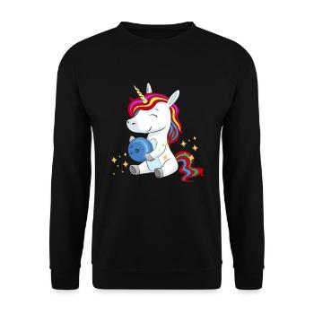 Bowling Unicorn Unicorn Comic Glitter Sweet Gift - Sweat-shirt Unisexe - noir - Devant - Alina (178cm) & Michal (187cm)