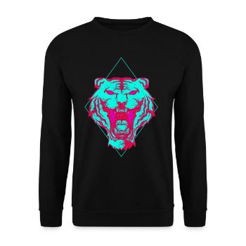 Neon Tiger face gift - Unisex Sweatshirt - black - Front - Alina (178cm) & Michal (187cm)