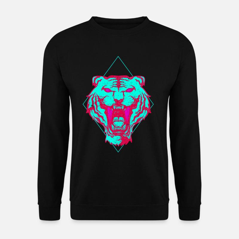 Neon-Tiger Gesicht Geschenk - Unisex Pullover - Schwarz