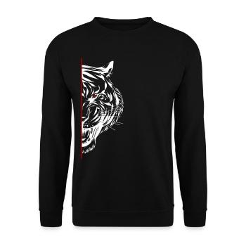 Cadeau d'art ligne mi-chemin - Sweat-shirt Unisexe - noir - Devant - Alina (178cm) & Michal (187cm)