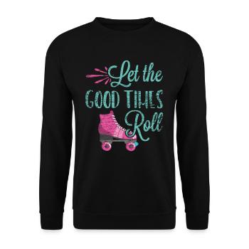 Rollschuhe Retro - Unisex Pullover - Schwarz - Vorne - Alina (178cm) & Michal (187cm)