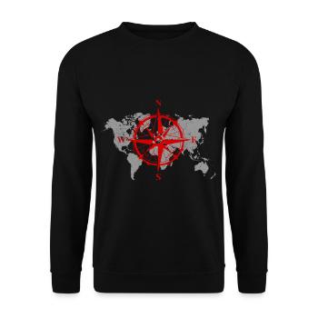 Kompasskarte Geographie Geschenk - Unisex Pullover - Schwarz - Vorne - Alina (178cm) & Michal (187cm)