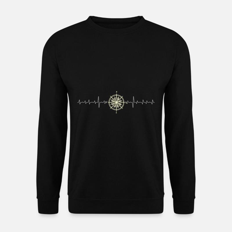 Compass Heartbeat Cool Gift - Unisex Sweatshirt - black