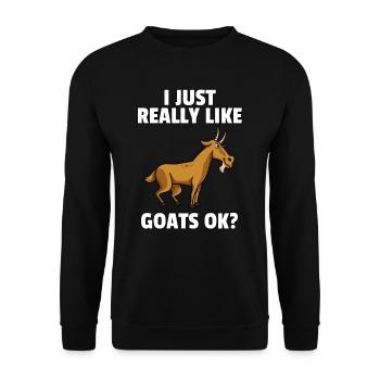 Ziege Steinbock Hausziege Lustige Süße Geschenk - Unisex Pullover - Schwarz - Vorne - Alina (178cm) & Michal (187cm)
