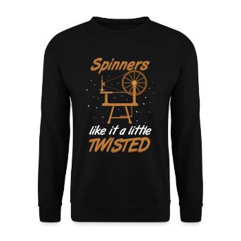 Spinnen Spinnrad Garn Wolle Geschenkidee - Unisex Pullover - Schwarz - Vorne - Alina (178cm) & Michal (187cm)
