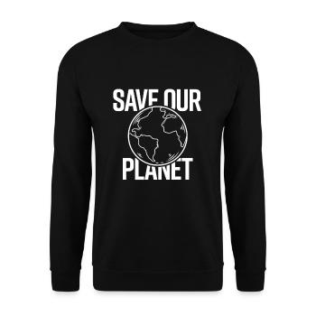 save our planet - Unisex Pullover - Schwarz - Vorne - Alina (178cm) & Michal (187cm)