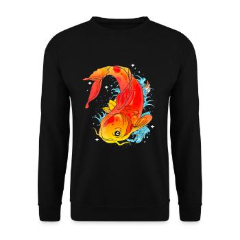 Koi poissons carpes Nishikigoi Kohaku Asagi cadeau - Sweat-shirt Unisexe - noir - Devant - Alina (178cm) & Michal (187cm)