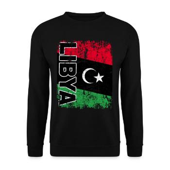 LIBYEN FLAGGE Libysche Fahne Lybien Libya retro - Unisex Pullover - Schwarz - Vorne - Alina (178cm) & Michal (187cm)
