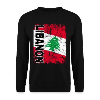LIBANON FLAGGE Libanesische Fahne groß retro - Unisex Pullover - Schwarz - Vorne - Alina (178cm) & Michal (187cm)