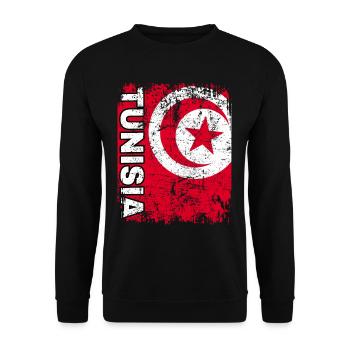 TUNESIEN FLAGGE Tunesische Fahne groß retro - Unisex Pullover - Schwarz - Vorne - Alina (178cm) & Michal (187cm)