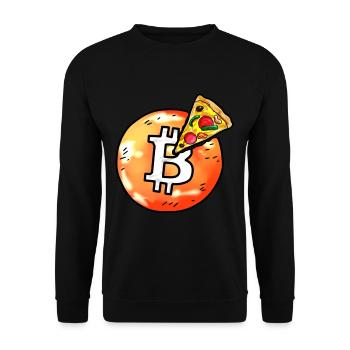 bitcoin pizza BTC crypto currency blockchain - Unisex Sweatshirt - black - Front - Alina (178cm) & Michal (187cm)