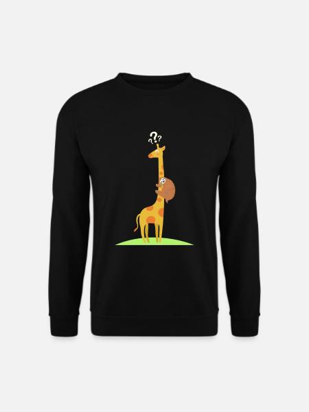 Paresseux Girafe Suspendu Drôle Fatigué - Sweat-shirt Unisexe - noir