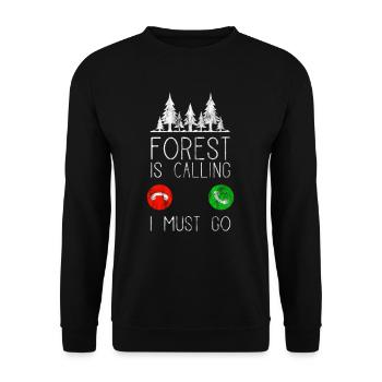 Forest Is Calling | Natur Umwelt Wald Geschenk - Unisex Pullover - Schwarz - Vorne - Alina (178cm) & Michal (187cm)
