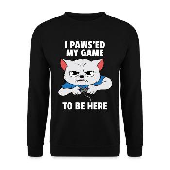 Gamer Video Player Cat Controller Gift - Unisex Sweatshirt - black - Front - Alina (178cm) & Michal (187cm)