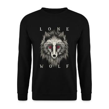 Lone Wolf Illustration Gift - Unisex Sweatshirt - black - Front - Alina (178cm) & Michal (187cm)