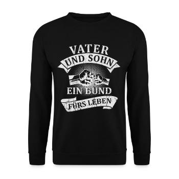 Vater und Sohn - Ein Bund fürs Leben - Vatertag - Unisex Pullover - Schwarz - Vorne - Alina (178cm) & Michal (187cm)