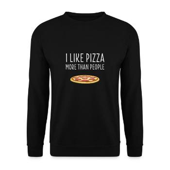 I Like Pizza More Than People - Unisex Pullover - Schwarz - Vorne - Alina (178cm) & Michal (187cm)