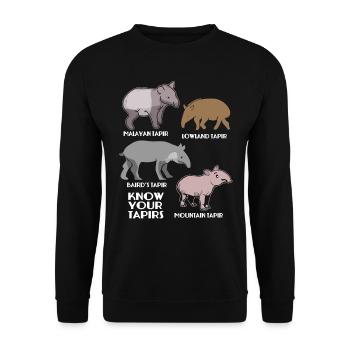 Tapir Danta Baird Zoo Tiere Geschenk - Unisex Pullover - Schwarz - Vorne - Alina (178cm) & Michal (187cm)