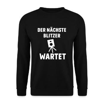 Der nächste Blitzer wartet - Unisex Pullover - Schwarz - Vorne - Alina (178cm) & Michal (187cm)