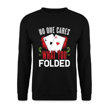 Poker Spruch Lustige Pokern Sprüche Skat Geschenk - Unisex Pullover - Schwarz - Vorne - Alina (178cm) & Michal (187cm)