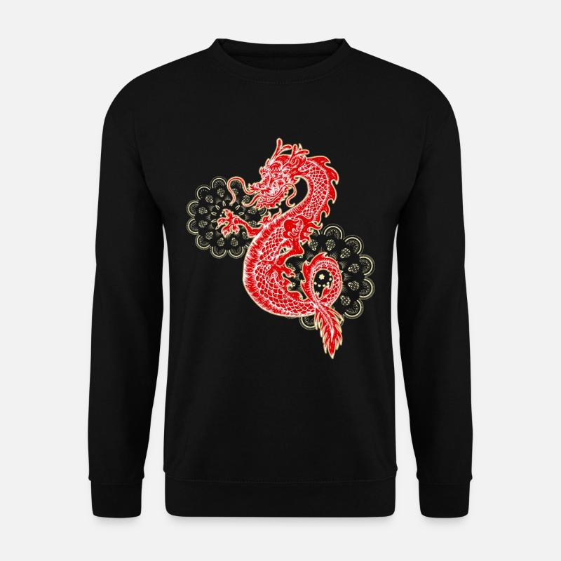 Chinesischer Drachen mit Mandala Geschenk - Unisex Pullover - Schwarz