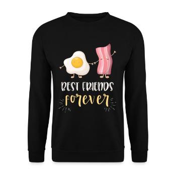 Cute Egg Bacon Best Friends BFF gift - Unisex Sweatshirt - black - Front - Alina (178cm) & Michal (187cm)