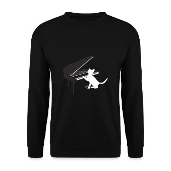 Katze spielt Klavier Niedliches Geschenk - Unisex Pullover - Schwarz - Vorne - Alina (178cm) & Michal (187cm)