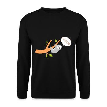 Sloth Lazy Tired Tree Hanging Funny - Unisex Sweatshirt - black - Front - Alina (178cm) & Michal (187cm)