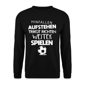 Fußball hinfallen aufstehen Motivation - Unisex Pullover - Schwarz - Vorne - Alina (178cm) & Michal (187cm)