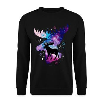 Elche Elche Hirsch Geweih Rentier Reh Geschenk - Unisex Pullover - Schwarz - Vorne - Alina (178cm) & Michal (187cm)