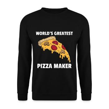 Pizza Pizzer Pizzeria Italien Salami Käse Geschenk - Unisex Pullover - Schwarz - Vorne - Alina (178cm) & Michal (187cm)