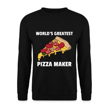 Pizza Pizzer Pizzeria Italien Salami Käse Geschenk - Unisex Pullover - Schwarz - Vorne - Alina (178cm) & Michal (187cm)