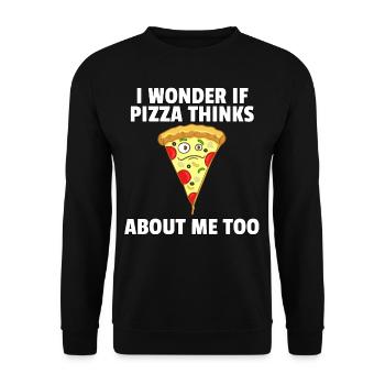 Pizza Pizzer Pizzeria Italien Salami Käse Geschenk - Unisex Pullover - Schwarz - Vorne - Alina (178cm) & Michal (187cm)