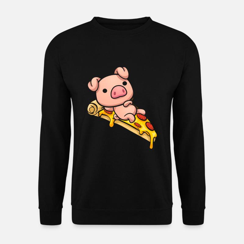 Schweineliegende Pizza Süßes Geschenk - Sweat-shirt Unisexe - noir