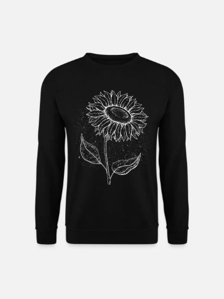 Sonnenblume Skizze Lineart Geschenk - Unisex Pullover - Schwarz