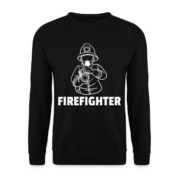 Feuerwehr Feuerwehrmann Dad Papa Feuer Geschenk - Unisex Pullover - Schwarz - Vorne - Alina (178cm) & Michal (187cm)