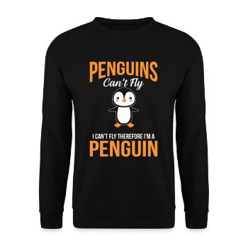 Pinguin Kälte - Unisex Pullover - Schwarz - Vorne - Alina (178cm) & Michal (187cm)