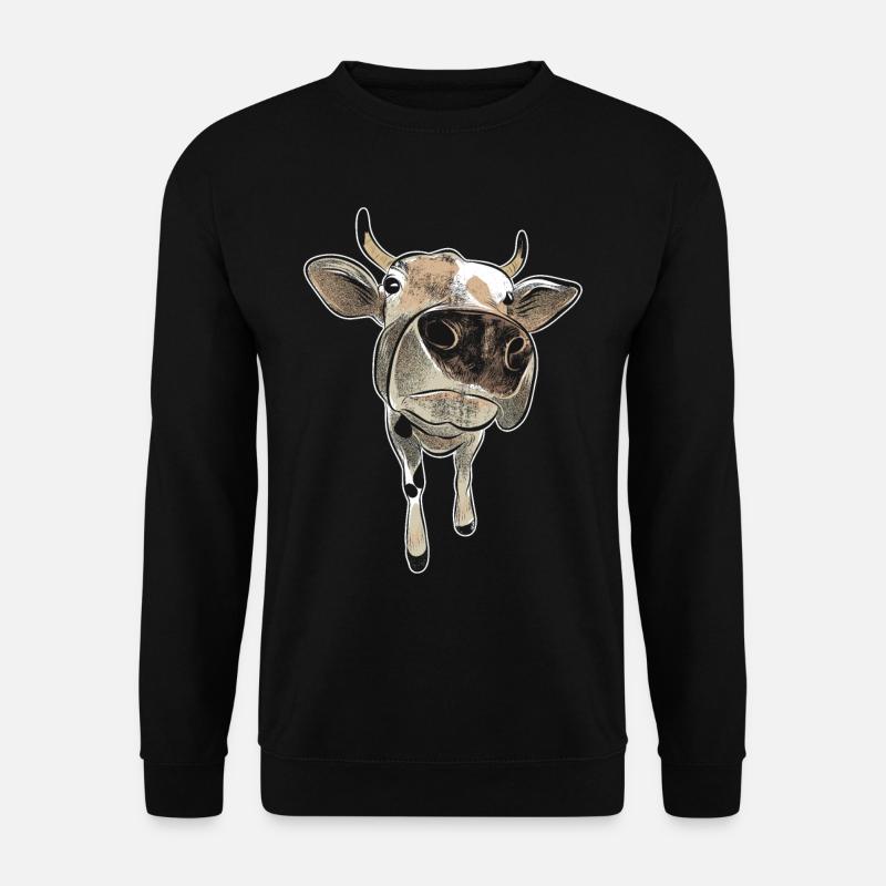 Kuh lustiges Tiermotiv Milchkuh lachen Humor - Unisex Pullover - Schwarz